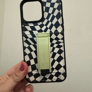 Black and White Checkered iPhone Case with Kickstand
